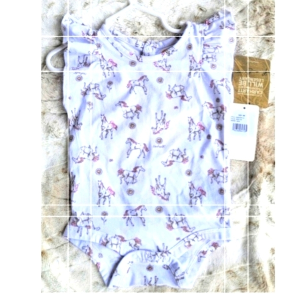NWT: Carhartt Baby Girl Onsie.. Sz. 9 months.. Horse and Flower  Design..